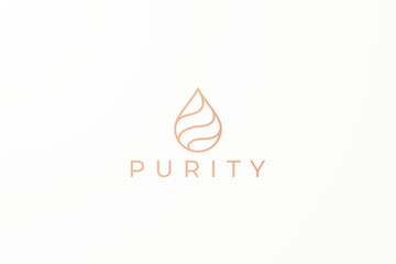 Purity Logo Water Drop Oil Business Brand Identity Cosmetic Boutique Fashion Beauty Care