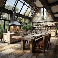 Stylish modern loft-style kitchen.