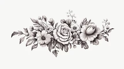 Fotobehang Flower vintage Baroque scroll Victorian frame border.Generative AI © Sukritidesign