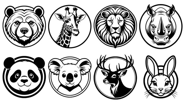 Stylish silhouette vector set of field animals