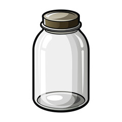 Empty Glass Jar Bottle Illustration on White Background