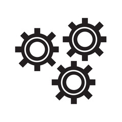 Black isolated outline icon of cogwheel on white background. Line icon of gear wheel. Settings. eps10