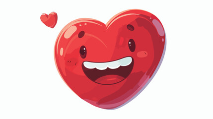 Cute cartoon heart smiling happy character isolated