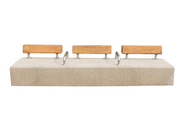 Concreate bench with wooden backrest on transparent background (PNG File)