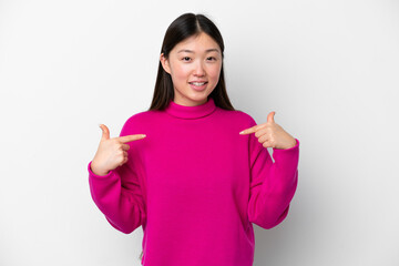 Young Chinese woman isolated on white background proud and self-satisfied