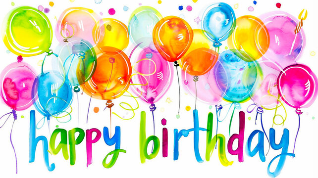 Colorful balloons Happy Birthday celebration card