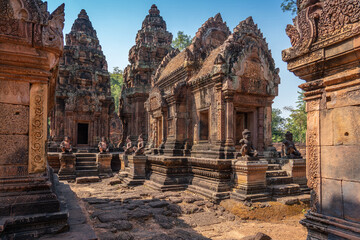 Fototapeta premium Banteay Srei Hindu Temple located in the area of Angkor Wat, Cambodia