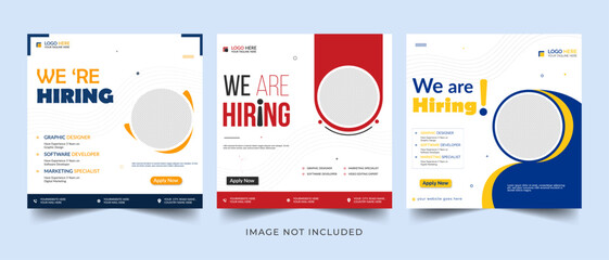 We are hiring job vacancy social media post banner design template with red color. We
are hiring job vacancy square web banner design. - obrazy, fototapety, plakaty