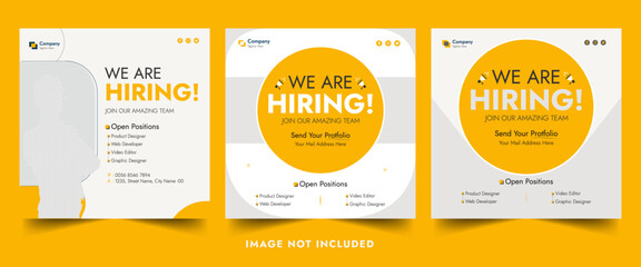 We are hiring job vacancy social media post banner design template with red color. We
are hiring job vacancy square web banner design. - obrazy, fototapety, plakaty