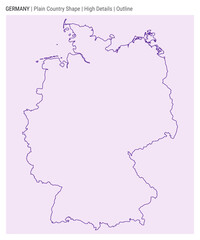 Germany plain country map. High details. Outline style. Shape of Germany. Vector illustration.