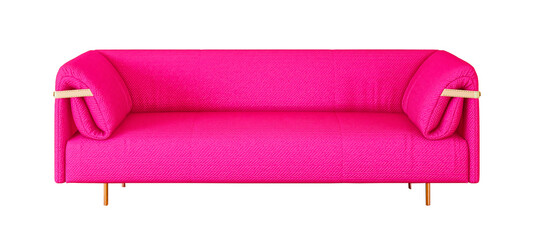 Deep pink color modern sofa transparent background