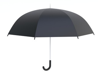 3D render of a black umbrella. Umbrella on a light background. 3D render.