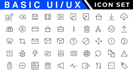 ui / ux icon set, user interface iconset collection.