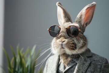 Cool Easter bunny as a mafia boss. - obrazy, fototapety, plakaty