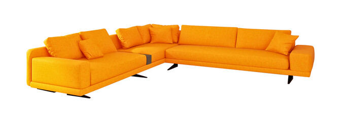 Orange color sofa multi  bed with isolated on a transparent background