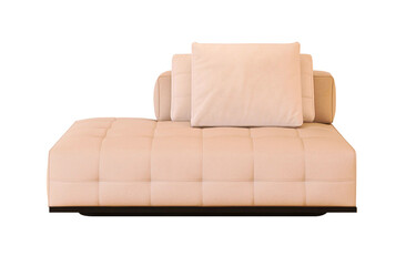Rose gold color sofa transparent background, 3D Render