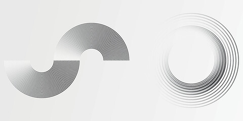 Circular spiral sound wave rhythm of lines on white background.vector illustration