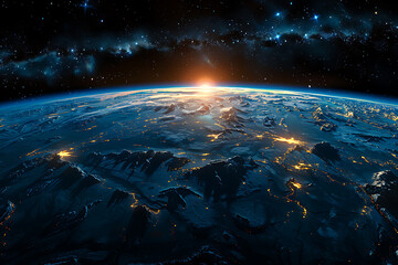 Fototapeta na wymiar Blue Earth in the space. Colorful art. Solar system 