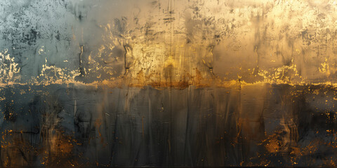 Strokes of gold paint on canvas Interior painting. Beautiful background. Generative AI.