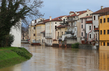 houses submerged during the river overflows following torrential rains and floods