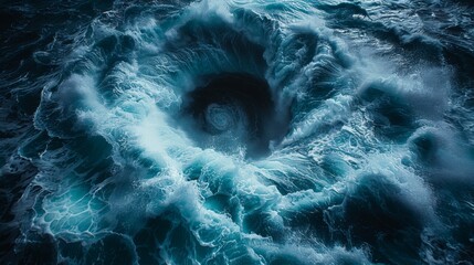 Water waves meet on Saltstraumen during high tides and low tides, and whirlpools form in the maelstrom. - obrazy, fototapety, plakaty