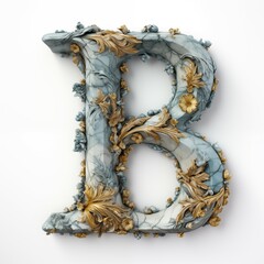 closeup beautiful pattern on letter " B " isolated on white background