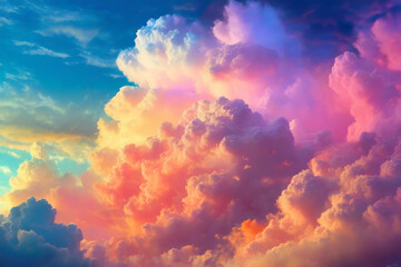 Colorful clouds in a blue sky.