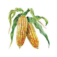 cute corn vector illustration in watercolour style