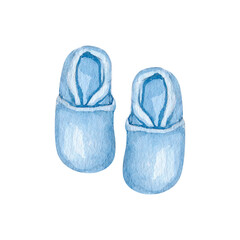 Watercolor baby shoes clipart illustration