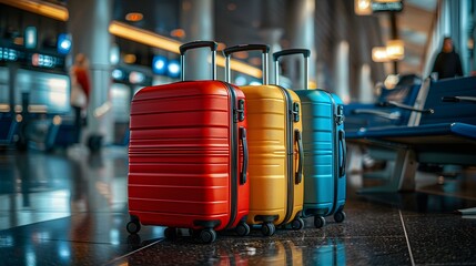 Preparing for corporate trips or leisure vacations with suitcases at airport. Concept Travel Tips, Packing Hacks, Airport Essentials, Travel Accessories, Luggage Organization