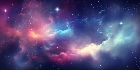 Obraz premium Colorful Space Filled With Stars and Clouds Generative AI