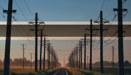 Electricity in the Botswana. Electric poles on the background of the Botswana flag. Botswana flag and Electric poles.