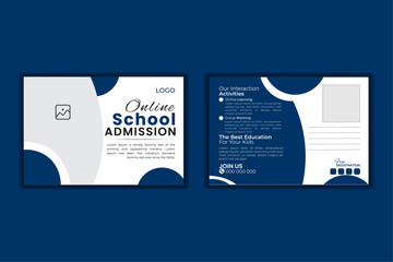 simple corporate Online School admission for post card design template - obrazy, fototapety, plakaty