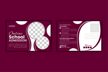 simple corporate Online School admission for post card design template