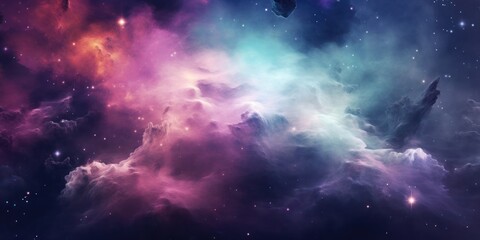 Fototapeta premium Colorful Space Filled With Stars and Clouds Generative AI