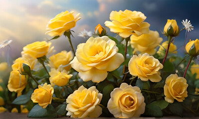 yellow color rose graden