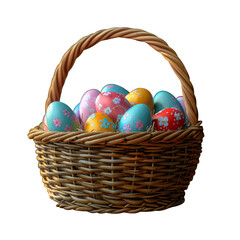 easter eggs in a basket, colorgul festive