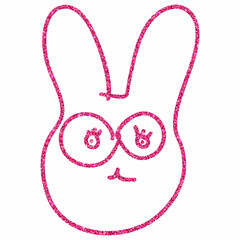 Rabbit muzzle drawing pink th holiday decoration.