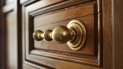 A close-up of a brass wardrobe handle, demonstrating its smooth texture and elegant design.