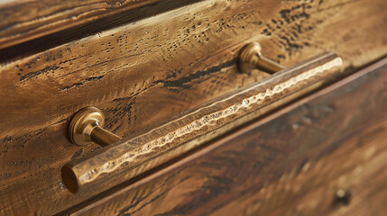 A close-up of a brass wardrobe handle, demonstrating its smooth texture and elegant design.