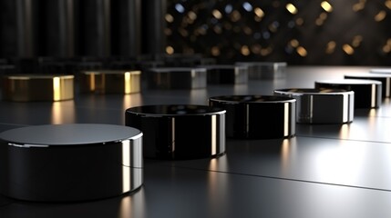 Metal pedestals for product show in ware house.Generative AI