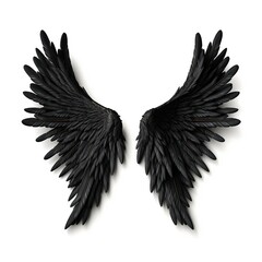 A pair of Ultra realistic luxurious royal black wings isolated on white background