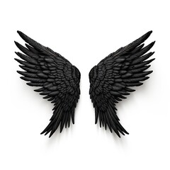 A pair of Ultra realistic luxurious royal black wings isolated on white background