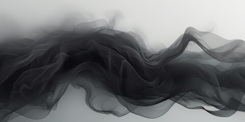 Abstract black smoke on a white background.