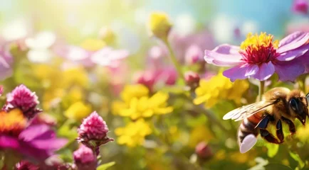 Keuken spatwand met foto  The Cycle of Life in Bloom: Witness Spring Flowers & Bee Pollination © bellart