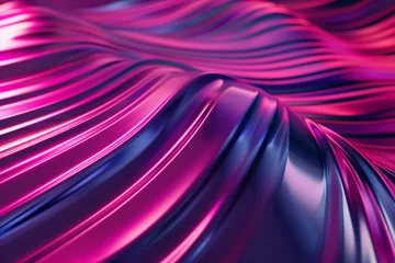 Fotobehang Pink and purple waves depicted in a 3D illustration. © JoseCarlo