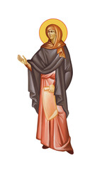 Anna the Prophetess. Illustration in Byzantine style isolated on white background