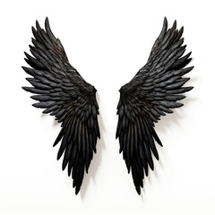 Obraz premium A pair of Ultra realistic luxurious royal black wings isolated on white background
