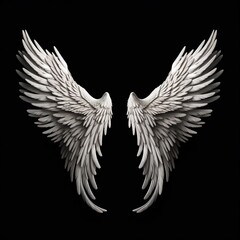 Obraz premium A pair of Ultra realistic luxurious royal white wings isolated on black background