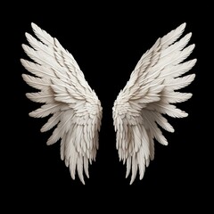 Fototapeta premium A pair of Ultra realistic luxurious royal white wings isolated on black background